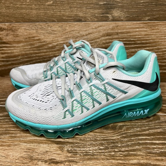 Nike Womens Air Max 2015 698903-007 White Green Running Shoes Lace Up Size 8.5. - Picture 1 of 9